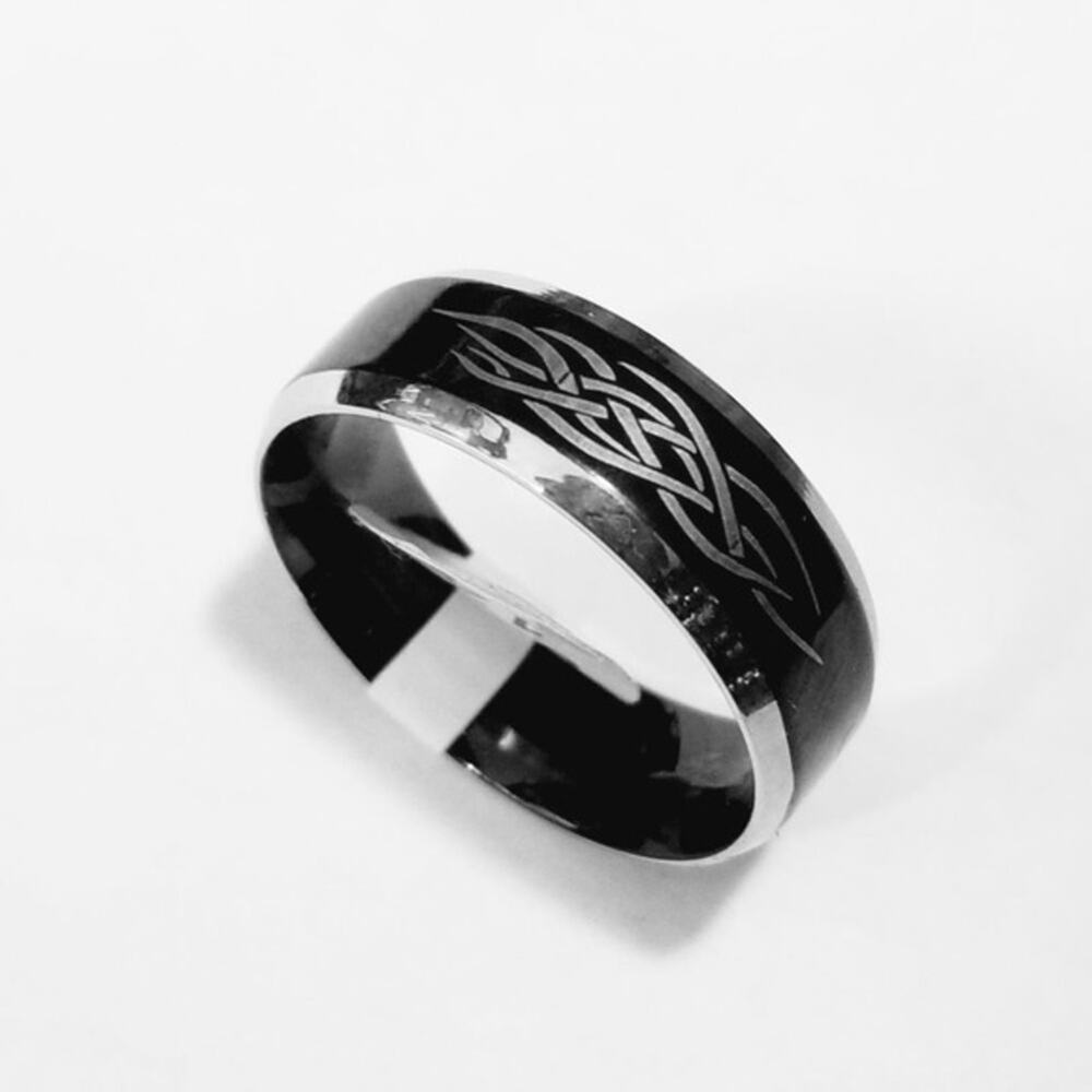 Men’s new stainless steel black ring comfort fit band hypoallergenic size 10 - Picture 4 of 4
